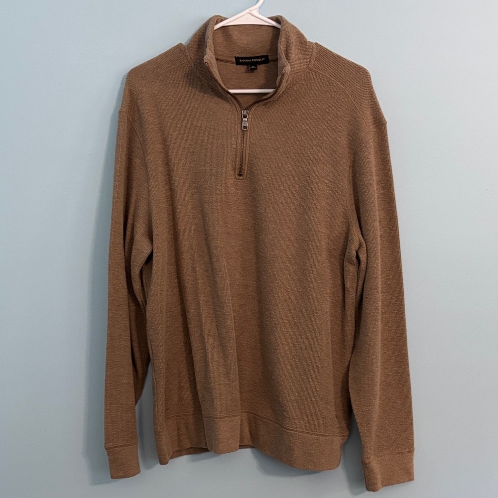 Banana Republic Men's Tan Zip-Up Sweater